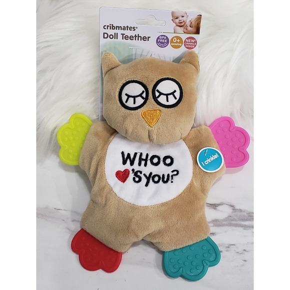 Other - NEW Cribmates OWL Bird Doll Teether Toy Sensory Sound Baby Lovey Shower Gift